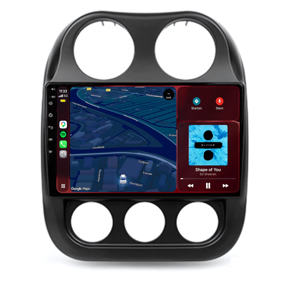 Radio Jeep Compass con CarPlay y Android Auto | 2010 a 2016 | 9 pulgadas | Android 15