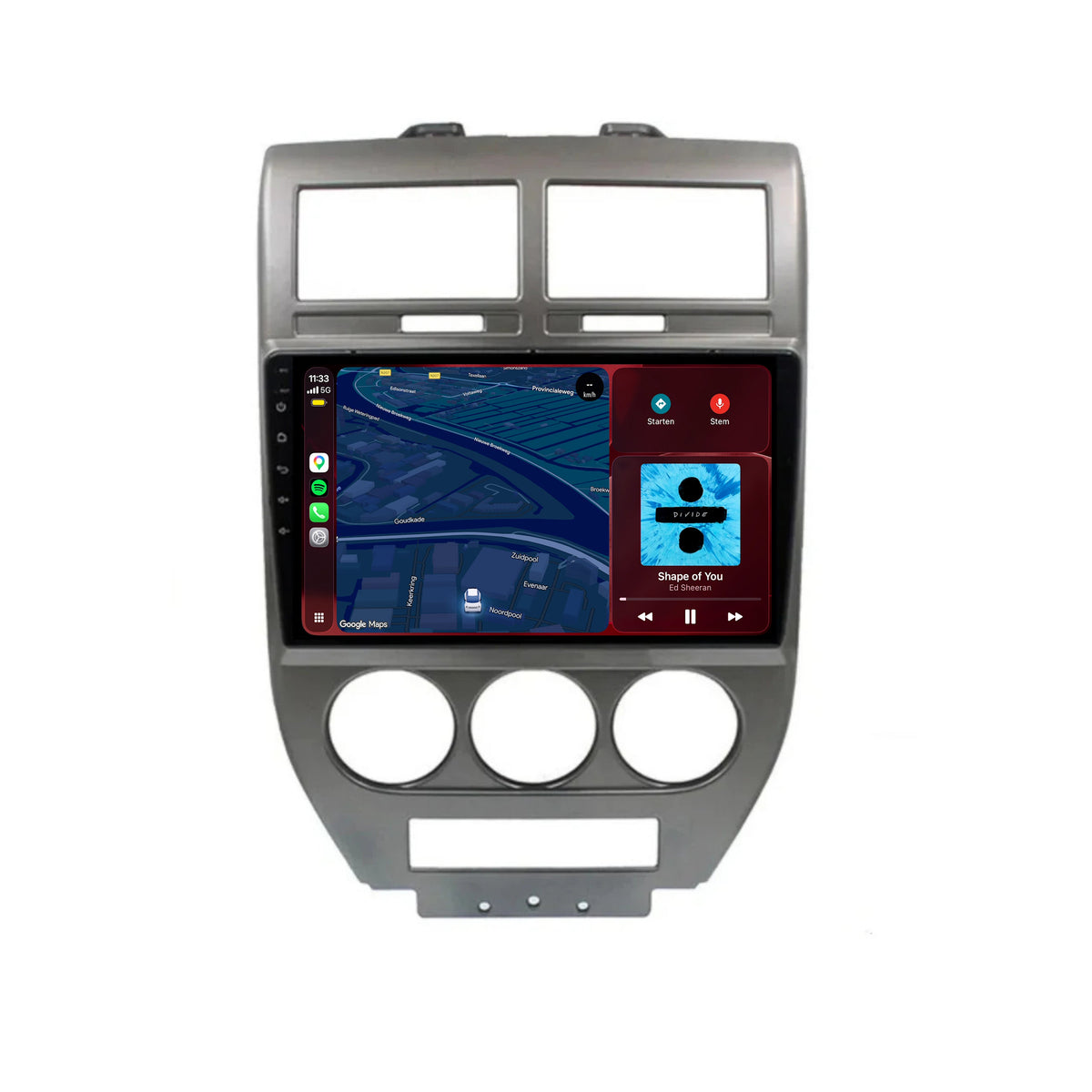 Radio con CarPlay y Android Auto para Jeep Compass | 2006 a 2010 | 10 pulgadas | Android 15 | CTX-7214