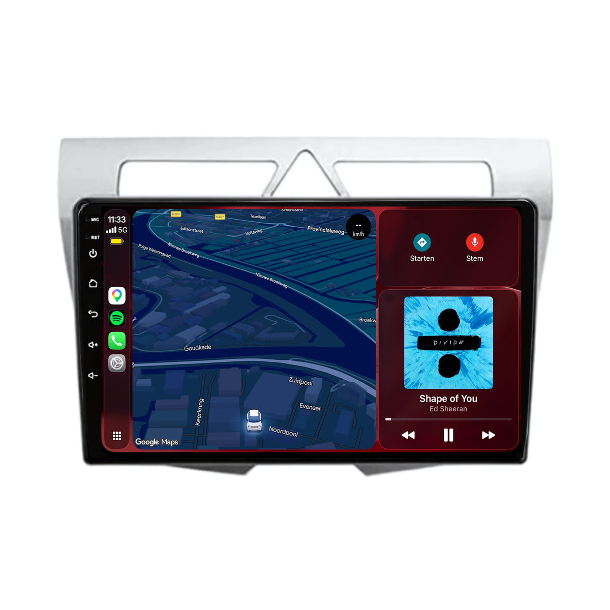 Autoradio CarPlay & Android Auto pour Kia Picanto | 2008 à 2010 | 9 pouces | Android 15 | Argent | CTX-7088