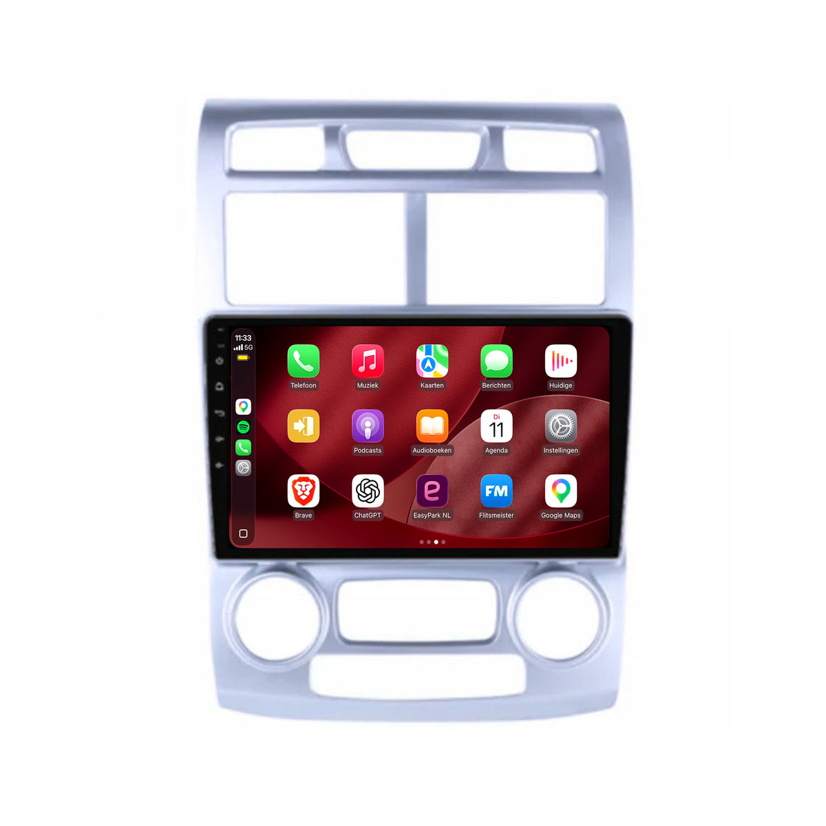 Kia Sportage CarPlay & Android Auto radio | 2004 t/m 2010 | 9 inch | Android 15 | Zilver, automatische airco | CTX-7212