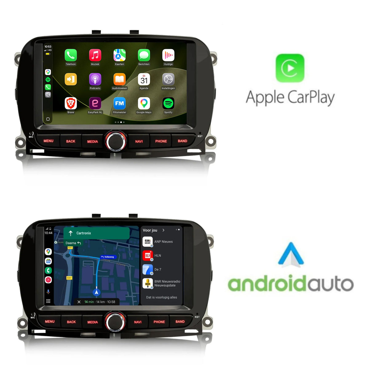 Radio samochodowe z CarPlay do Fiata 500 | 2016 – 2019 | Android 16 | Android Auto | 4 GB + 64 GB