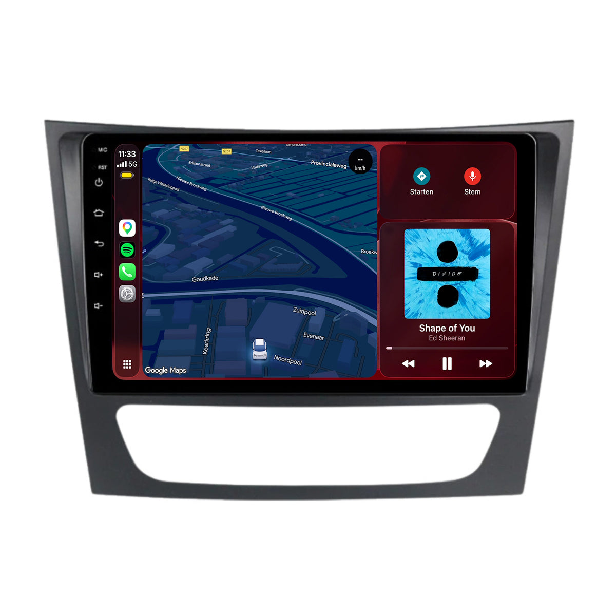 Radio con CarPlay y Android Auto para Mercedes Clase E W211, CLS W219 y Clase G W463 | 2002 a 2010 | 9 pulgadas | Android 15 | CTX-7188
