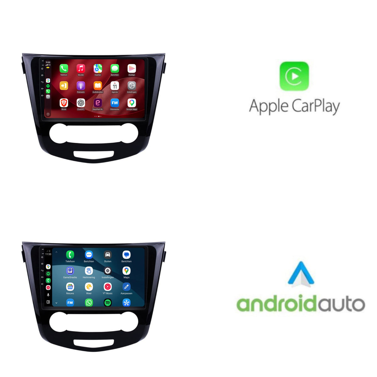Radio con CarPlay y Android Auto para Nissan X-Trail | 2014 a 2021 | 10 pulgadas | Android 15 | Panel de aire acondicionado sin pantalla | CTX-7109