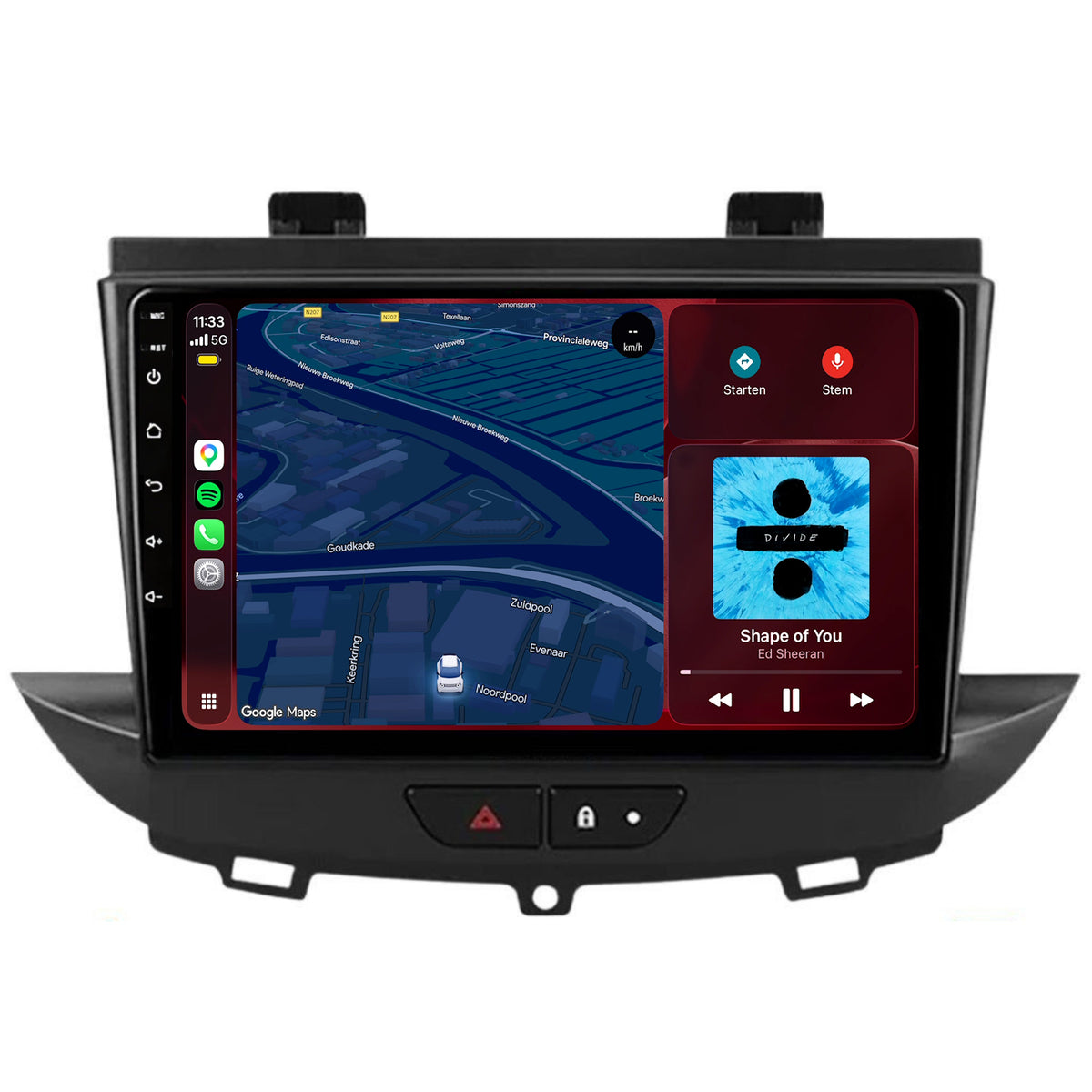 Opel Grandland X CarPlay & Android Auto radio | 2016 to 2020 | 9 inch | Android 15 | Own buttons (lock & hazard lights) | CTX-7329
