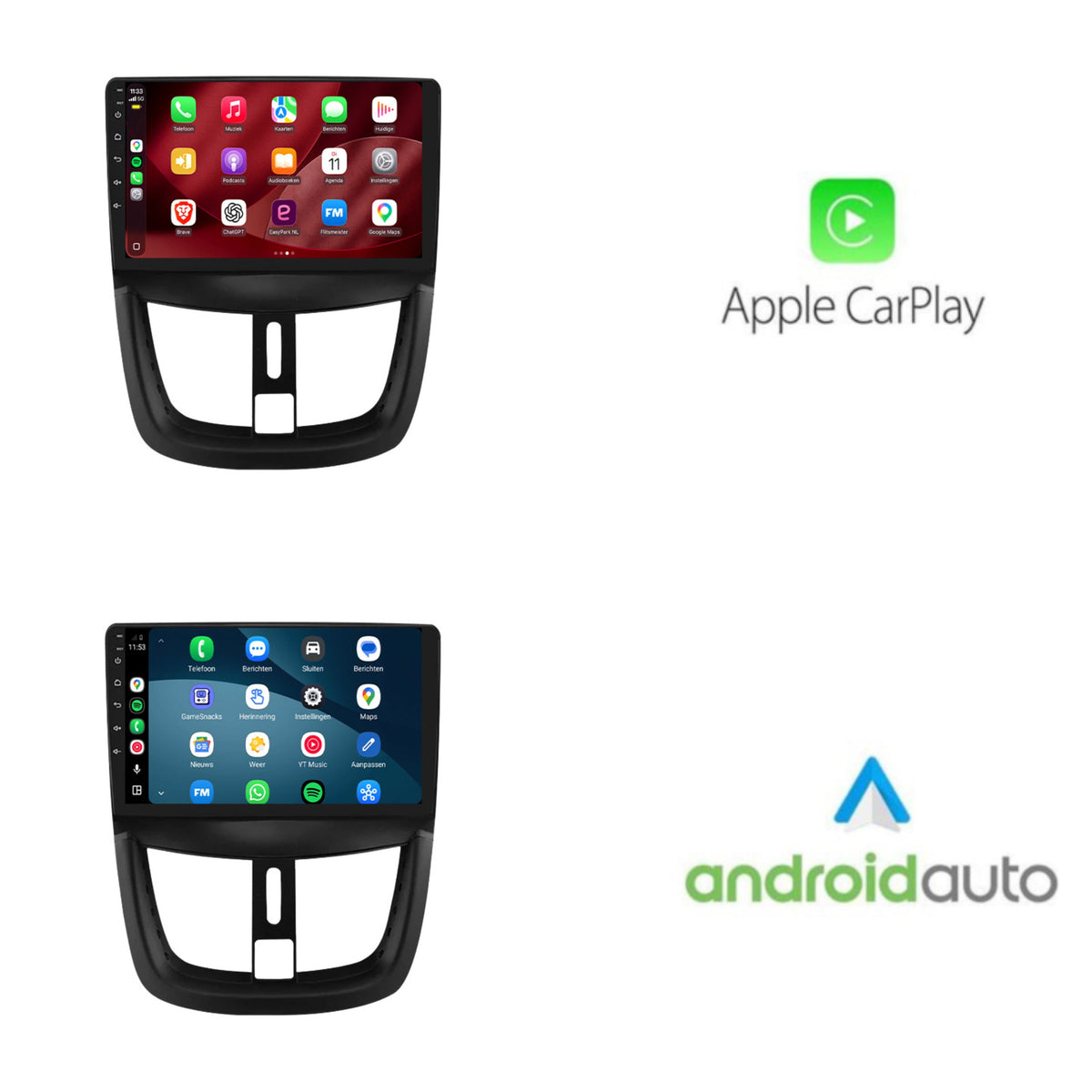 Peugeot 207 CarPlay & Android Auto Radio | 2006 bis 2015 | 9 Zoll | Android 15