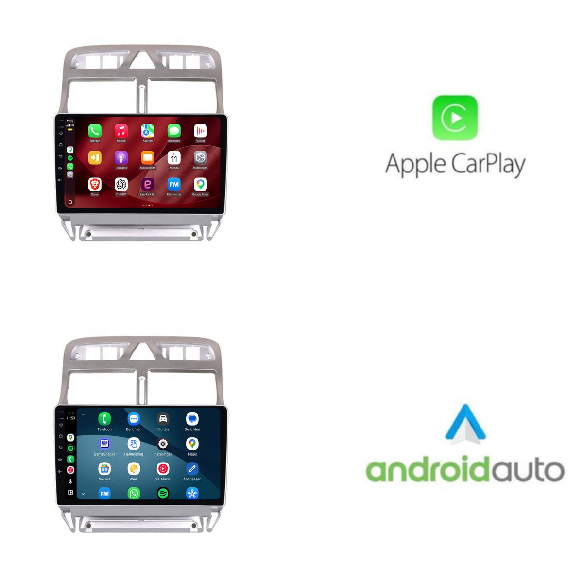 Autoradio CarPlay & Android Auto pour Peugeot 307 | 2001 à 2013 | 9 pouces | Android 15 | CTX-7162