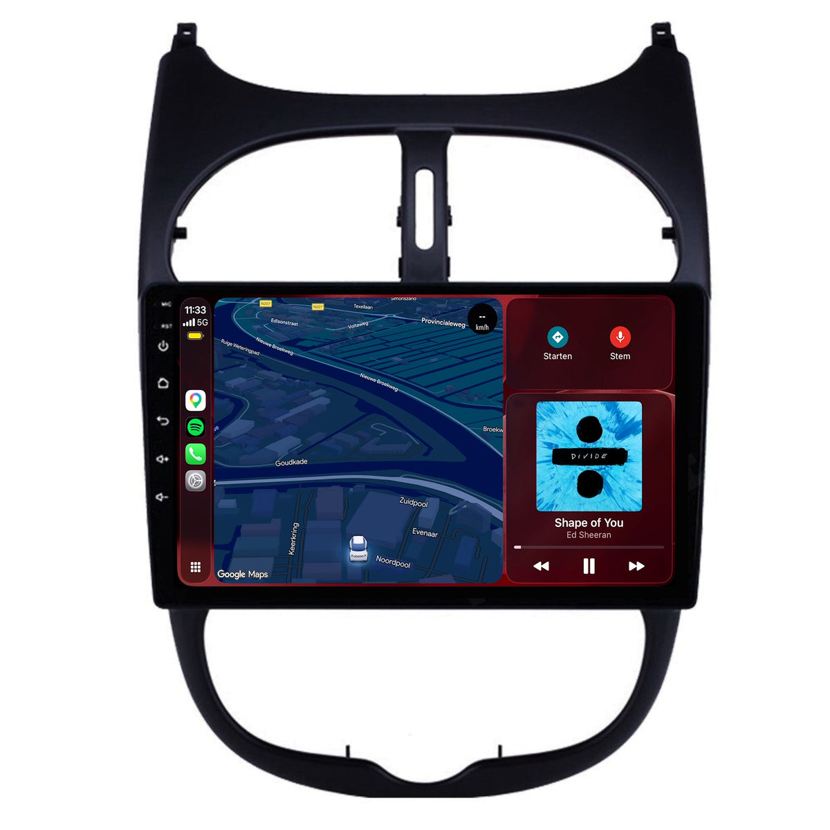 Radio CarPlay y Android Auto para Peugeot 206 | 1998 a 2009 | 9 pulgadas | Android 15