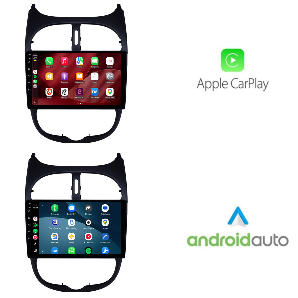Radio CarPlay y Android Auto para Peugeot 206 | 1998 a 2009 | 9 pulgadas | Android 15