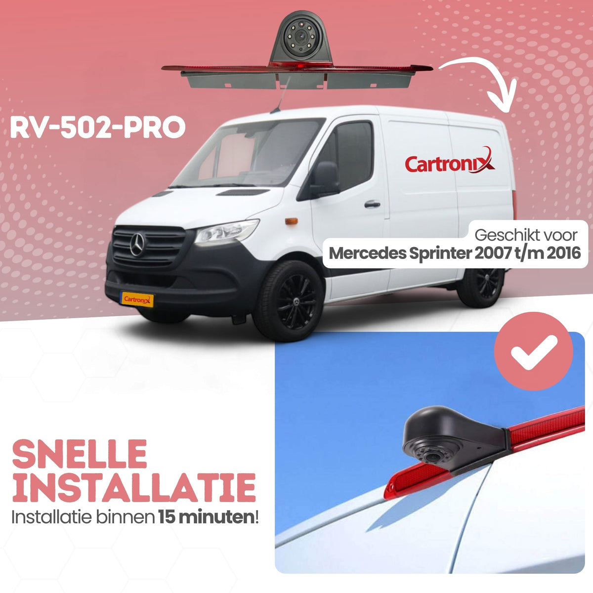 Kamera cofania w trzecim świetle stopu do Mercedes Sprinter | 2007–2016 | Noktowizor | Obraz HD