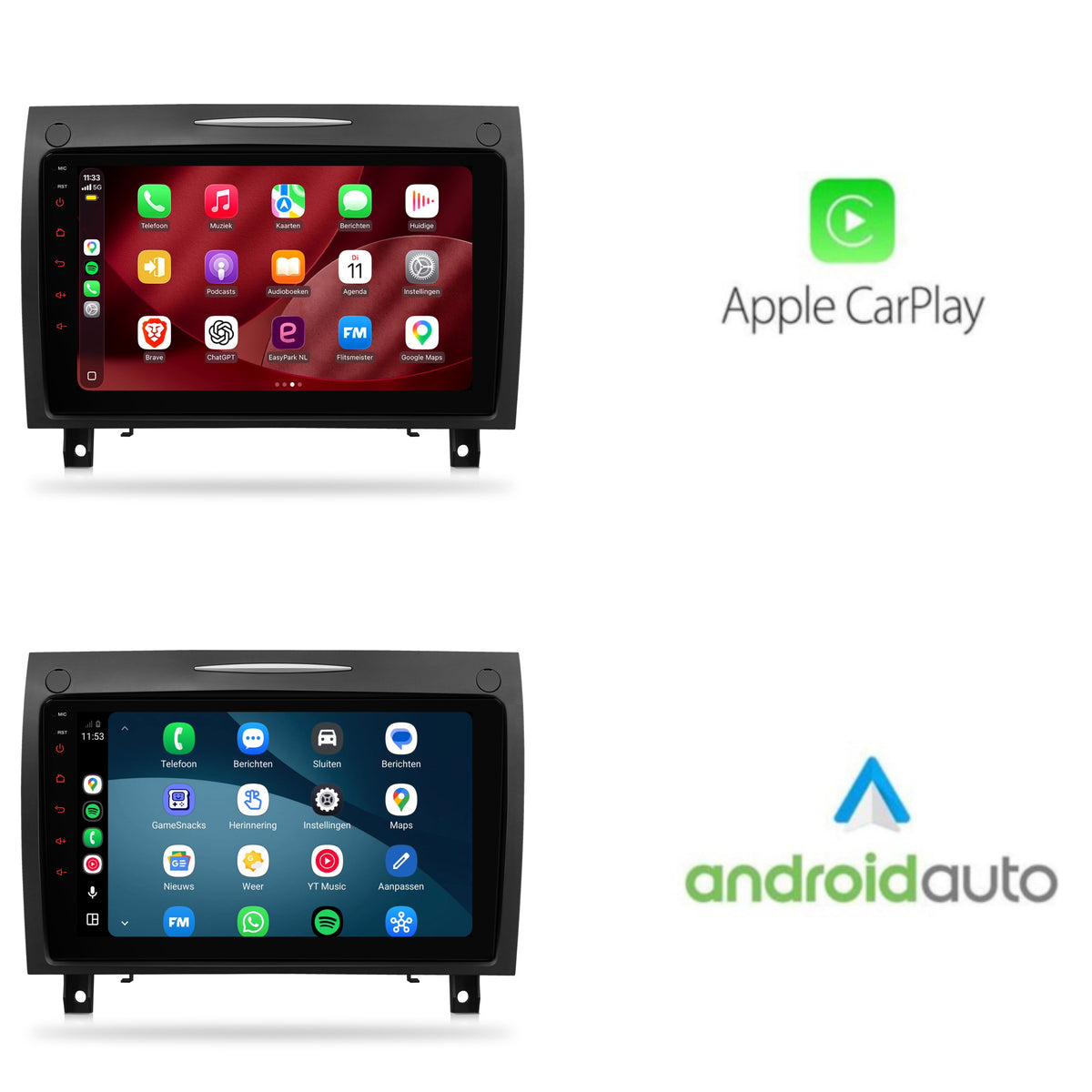 Mercedes SLK CarPlay & Android Auto radio | 2004 t/m 2010 | 9 inch | Android 15