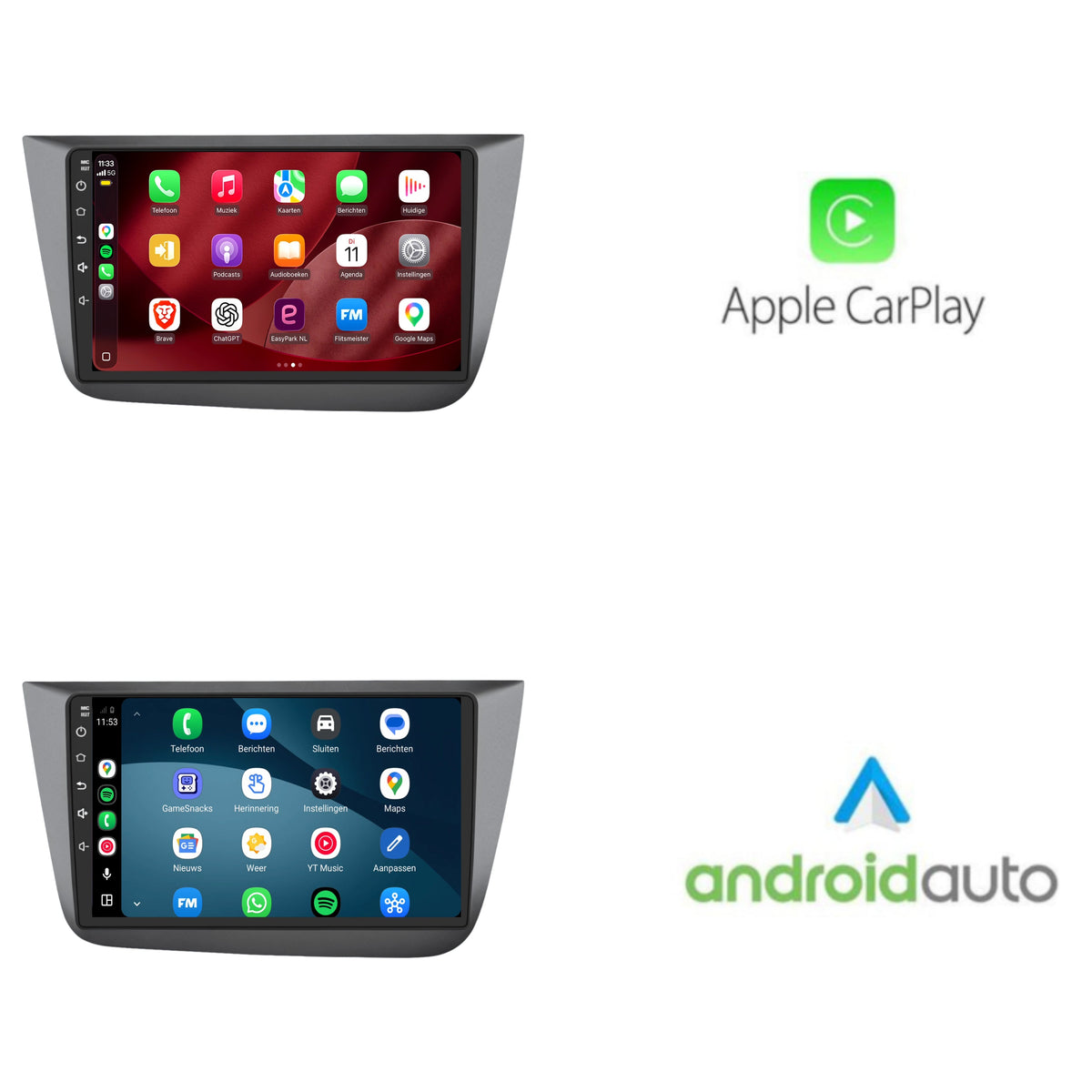 Radio con CarPlay y Android Auto para Seat Altea | 2004 a 2015 | 9 pulgadas | Android 15