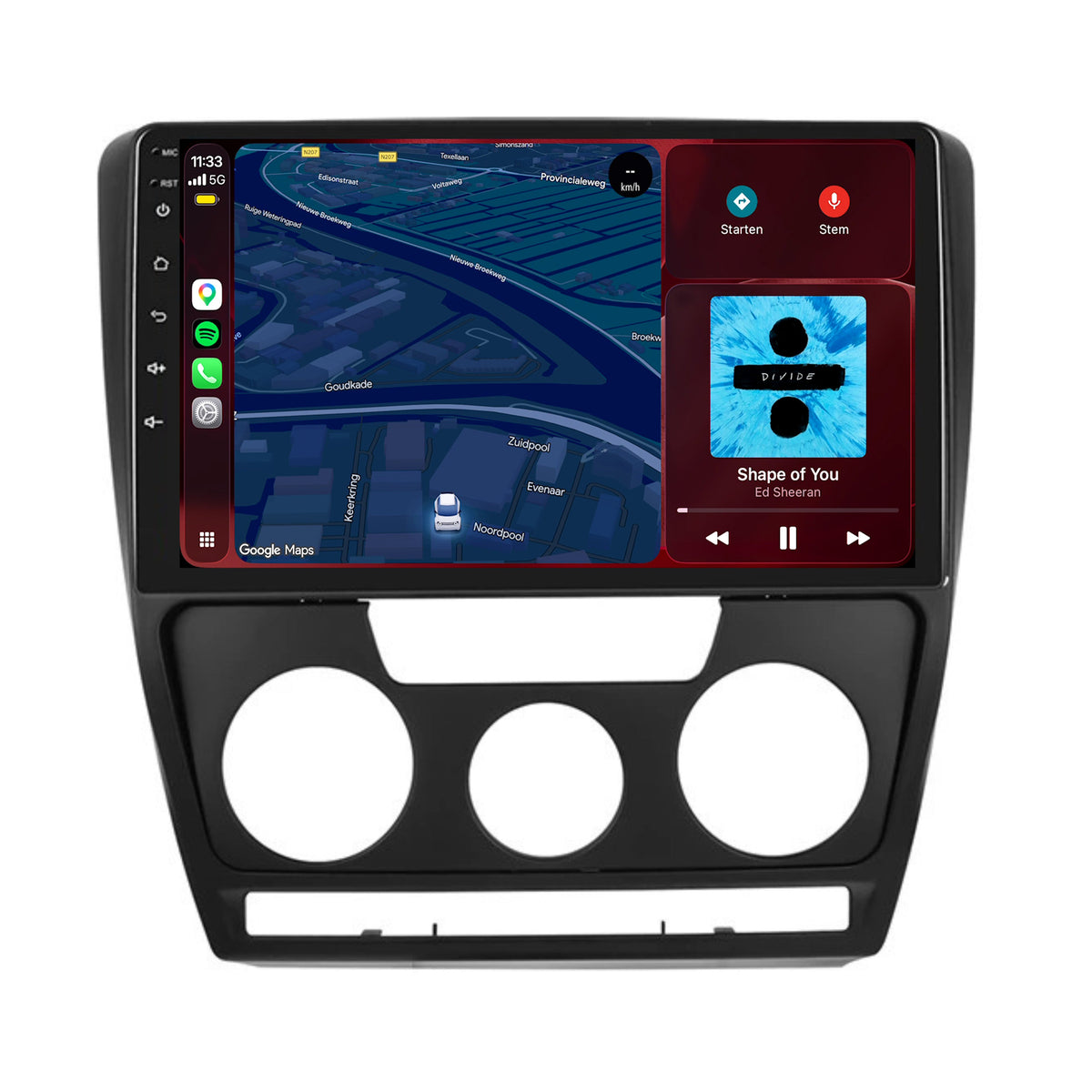 Skoda Octavia CarPlay & Android Auto Radio | 2007 bis 2012 | 9 Zoll | Android 15 | CTX-7282