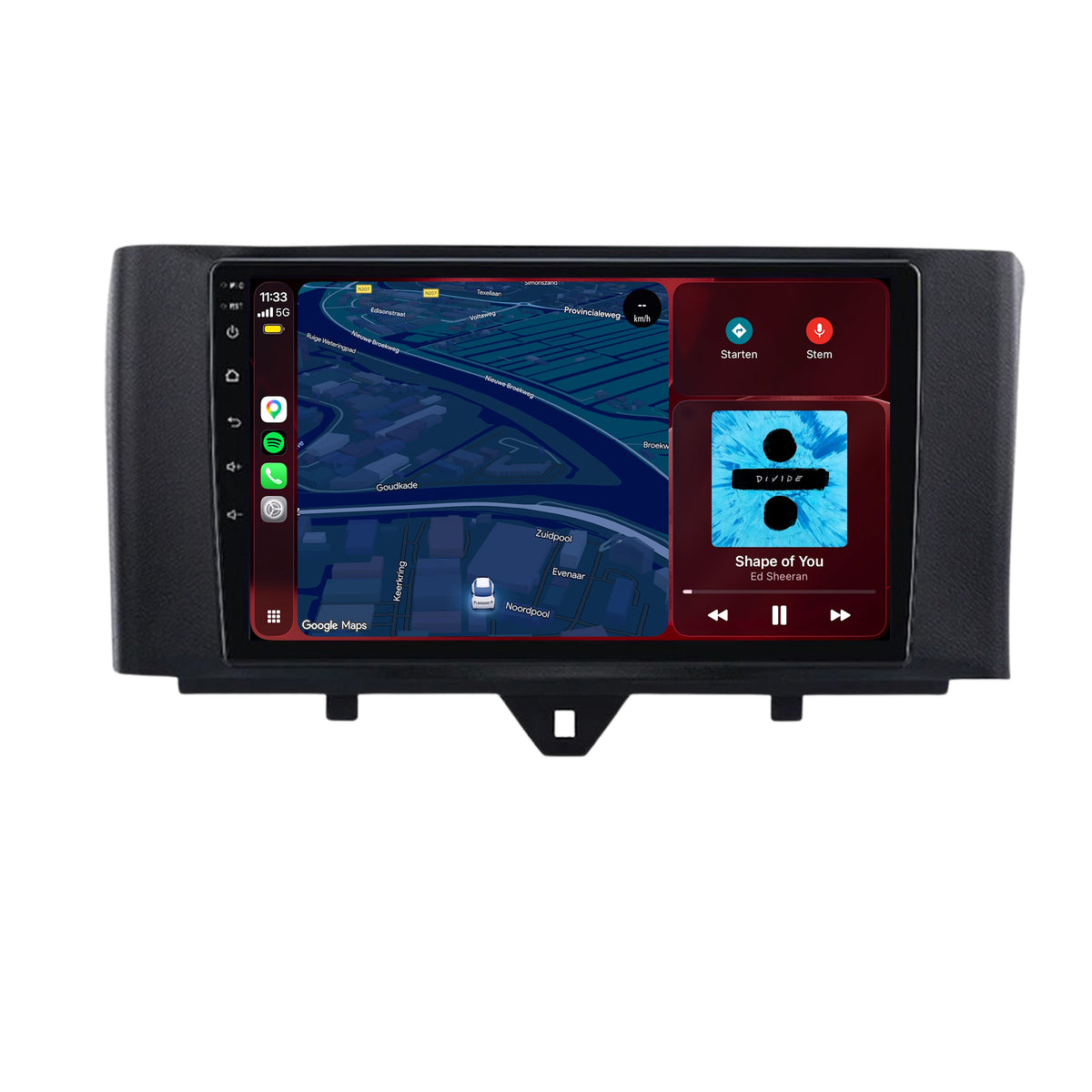 Smart Fortwo CarPlay & Android Auto radio | 2011 t/m 2015 | 9 inch | Android 15