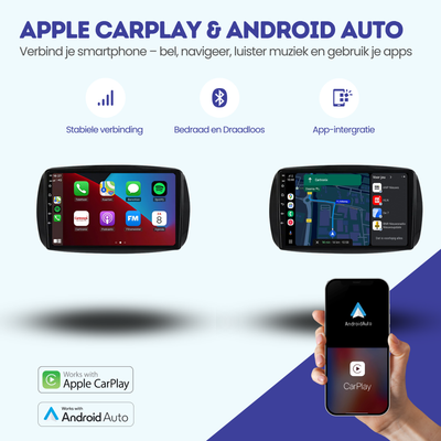 Smart Fortwo | Android 14 | Autoradio da 9 pollici | dal 2015 al 2019 | CarPlay & Android Auto