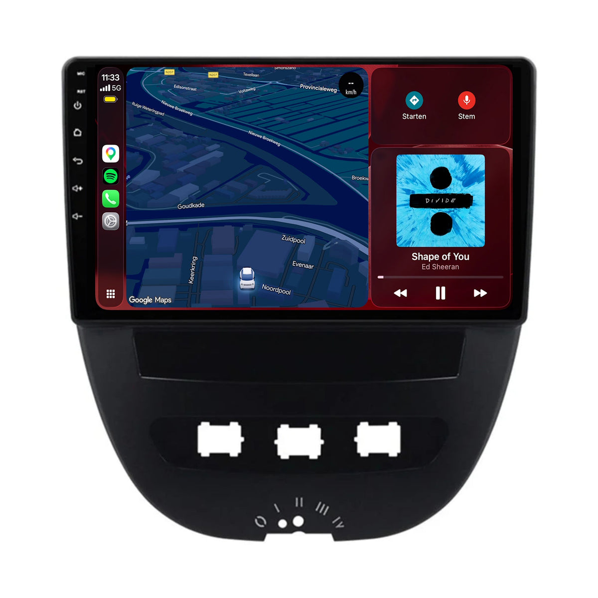 Peugeot 107 CarPlay & Android Auto radio | 2004 t/m 2015 | 10 inch | Android 15