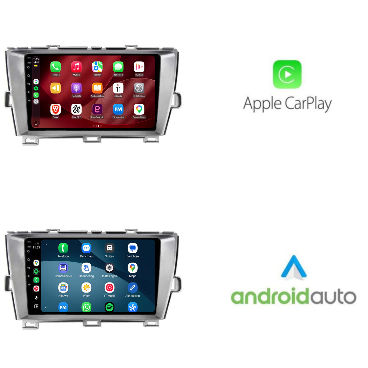 Radio z CarPlay i Android Auto do Toyota Prius | 2009–2015 | 9 cali | Android 15 | Srebrny | CTX-7269