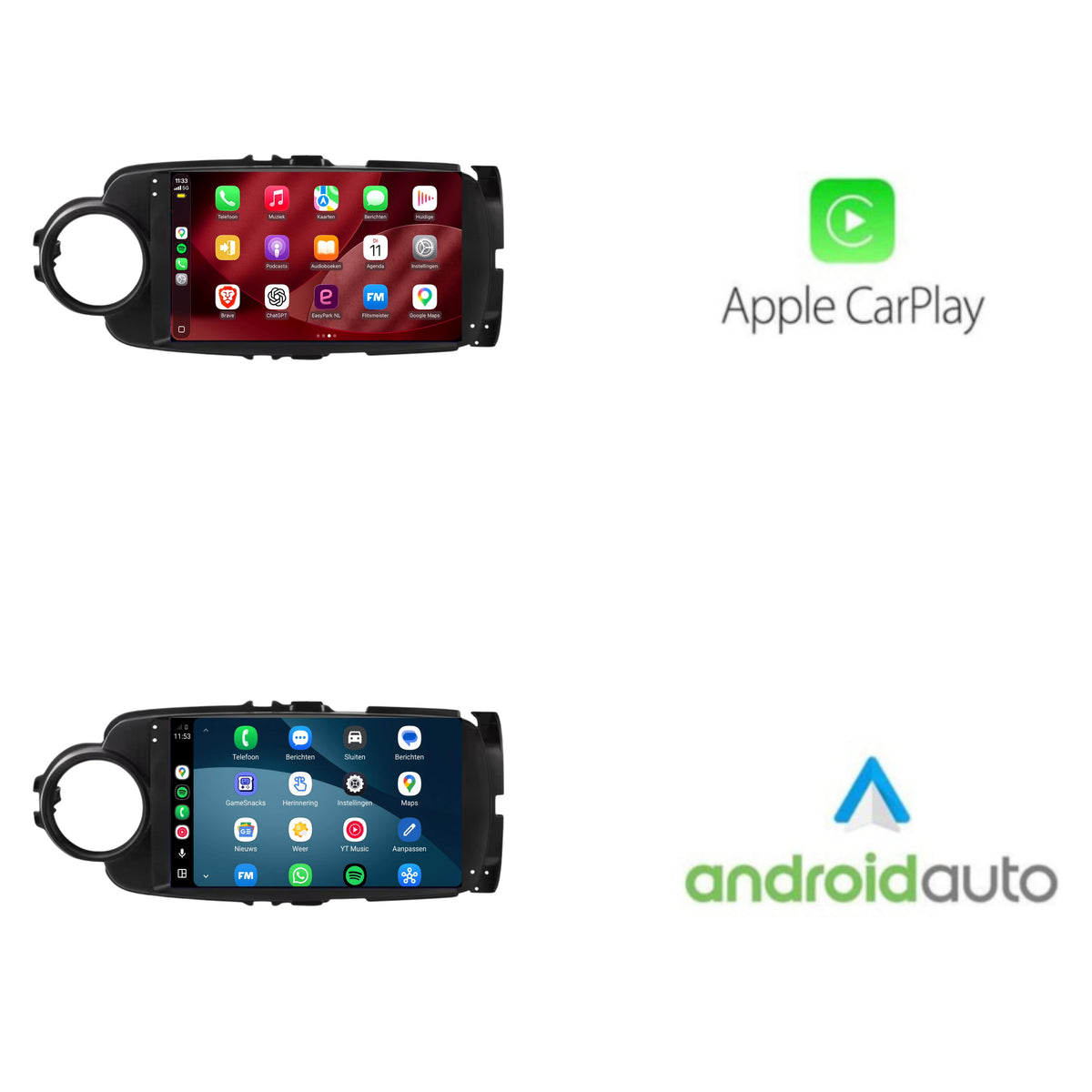 Autoradio CarPlay & Android Auto pour Toyota Yaris | 2011 à 2019 | 9 pouces | Android 15 | Noir | CTX-7287