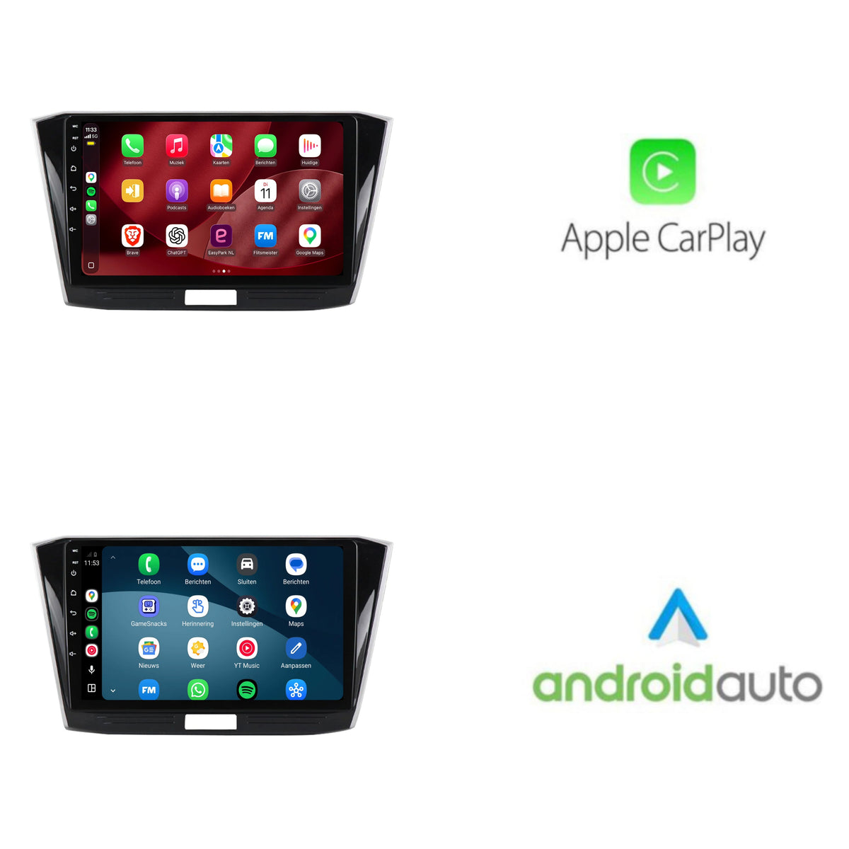 Autoradio CarPlay & Android Auto pour Volkswagen Passat | 2014 à 2021 | 9 pouces | Android 15 | Avec emplacement pour feux de détresse | CTX-7284