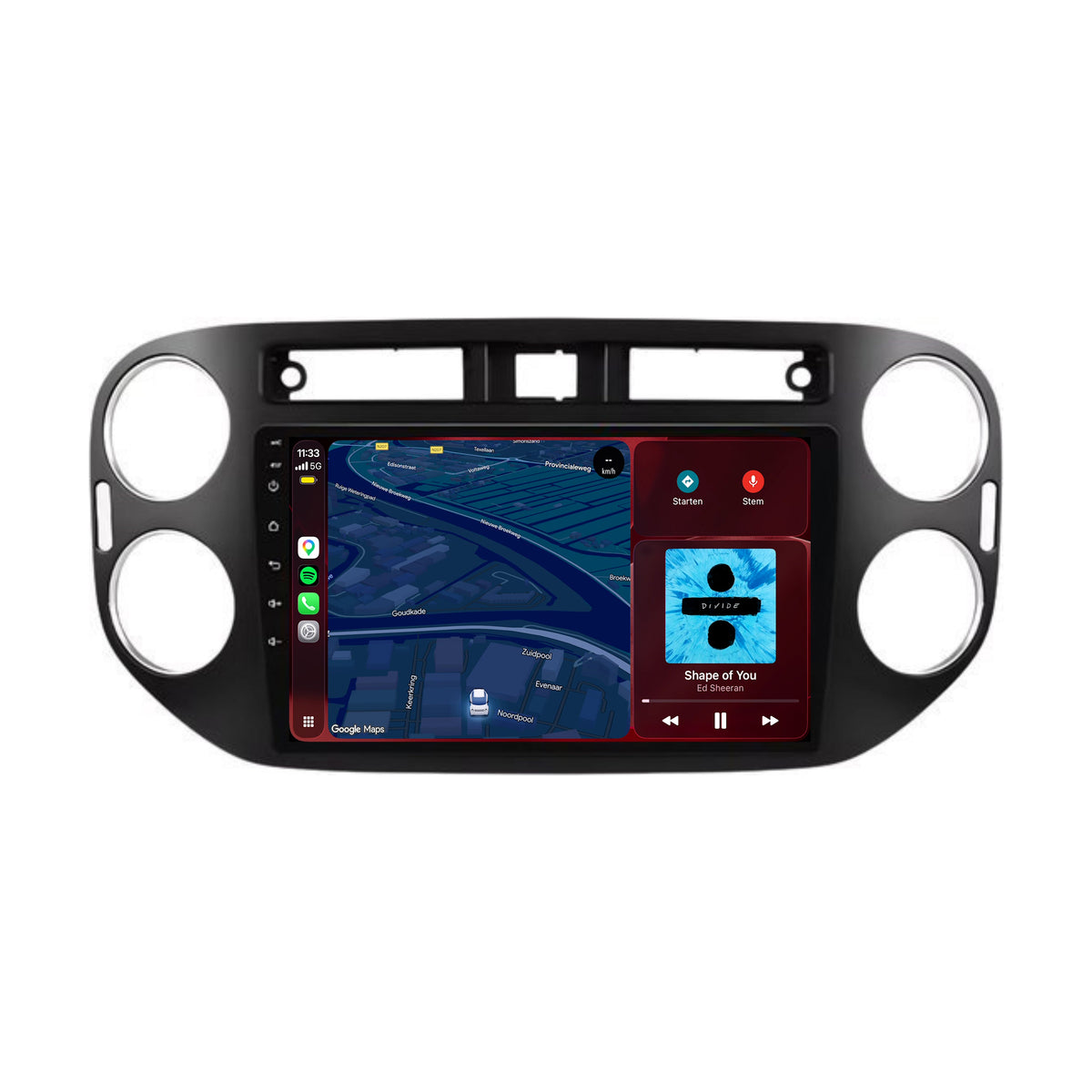 Autoradio CarPlay & Android Auto pour Volkswagen Tiguan | 2007 à 2015 | 9 pouces | Android 15 | Noir mat | CTX-7380