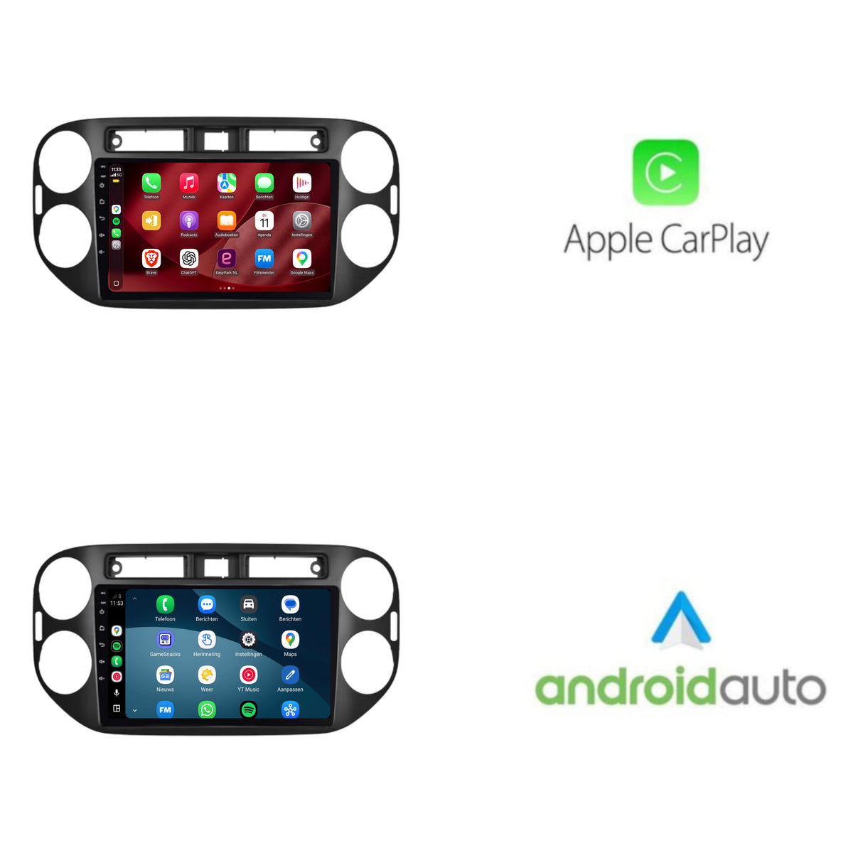 Radio z CarPlay i Android Auto do Volkswagen Tiguan | 2007–2015 | 9 cali | Android 15 | Czarny fortepianowy | CTX-7394