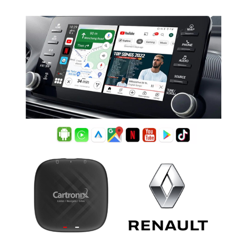 Boîtier CarPlay YouTube CTX-777 | Sans fil pour Renault | Android 15