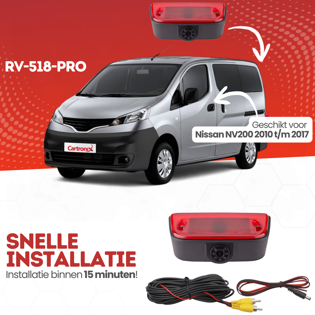 Telecamera di retromarcia per terzo stop Nissan NV200 | 2010-2017 | Visione notturna | Immagine HD