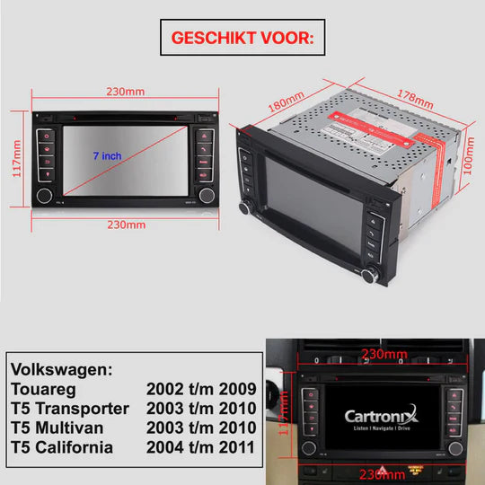 Volkswagen T5 Navigatie Android 13 Carplay | Multivan | Touareg