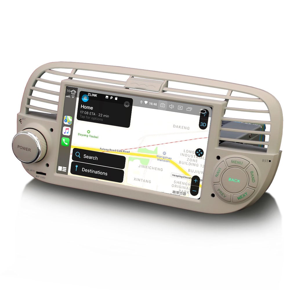 Fiat 500 CarPlay | 2007 a 2015 | Autorradio Android 16 beige