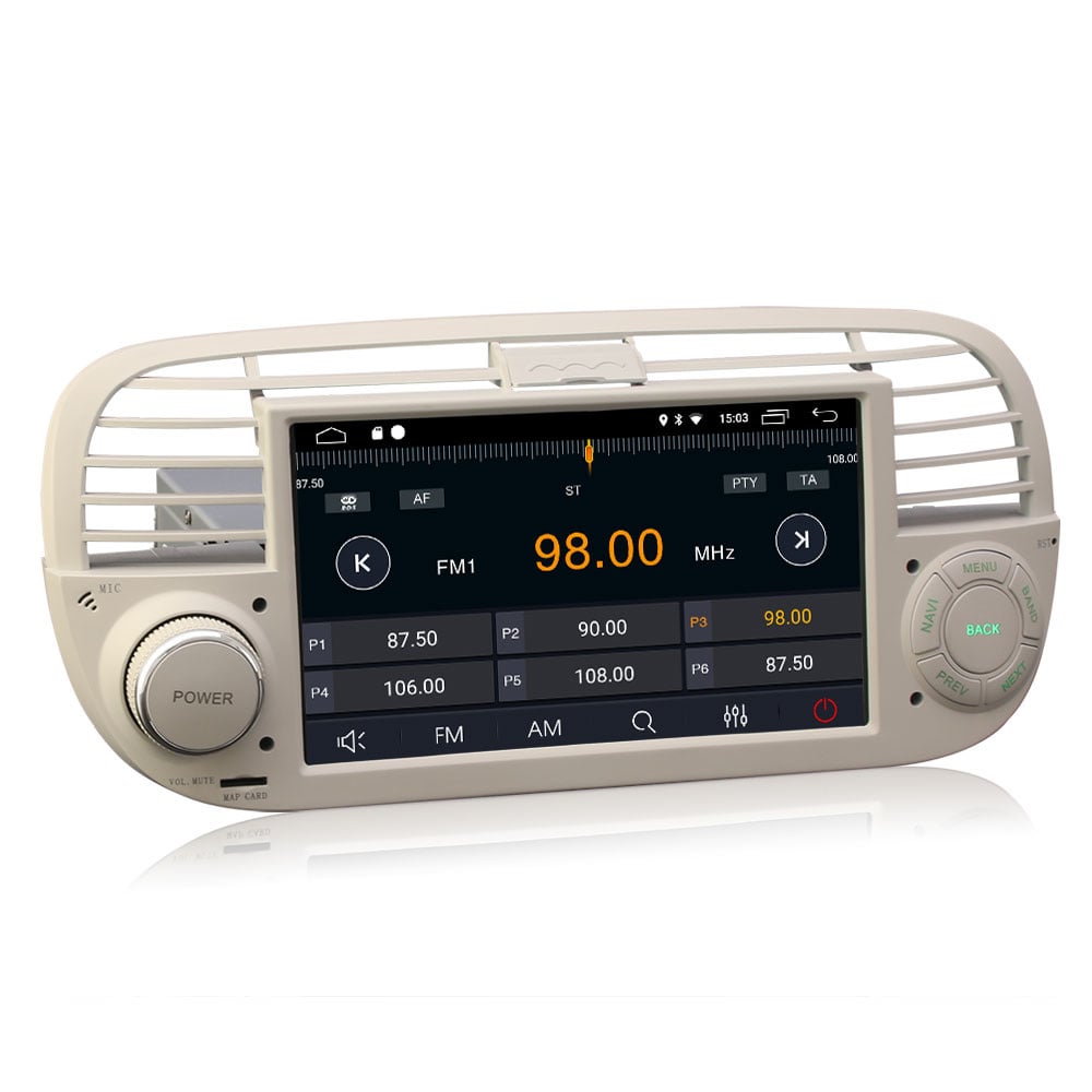 Fiat 500 CarPlay | 2007 a 2015 | Autorradio Android 16 beige