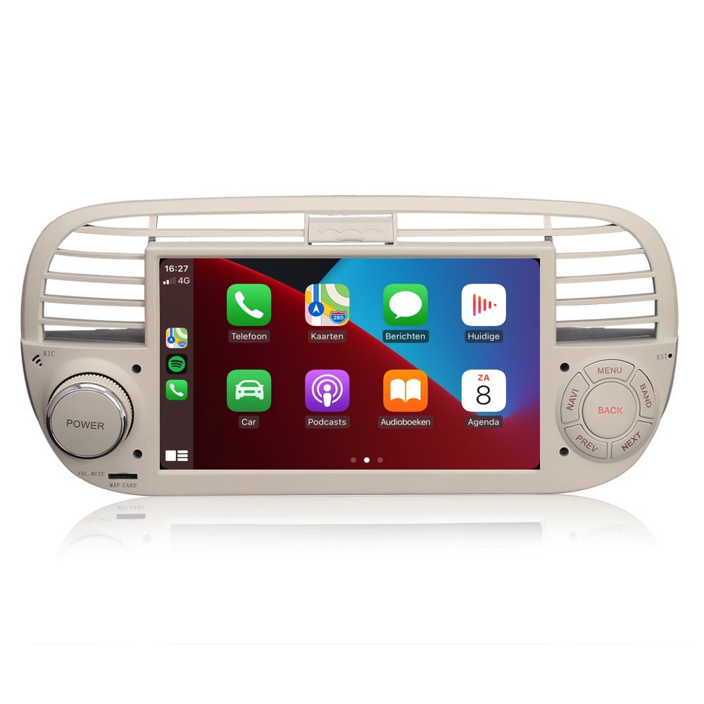 Fiat 500 CarPlay | 2007 a 2015 | Autorradio Android 16 beige