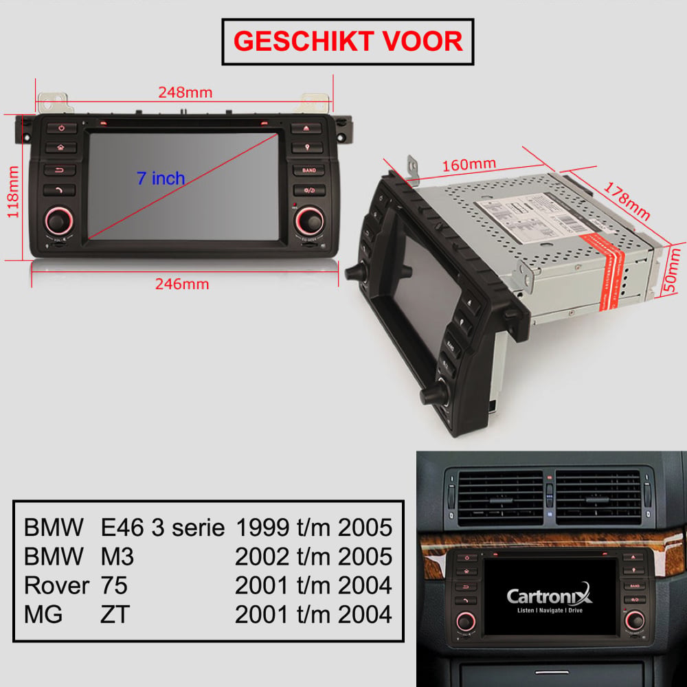 Navigation BMW série 3 E46 | CarPlay | 4 Go/64 Go | Android 16