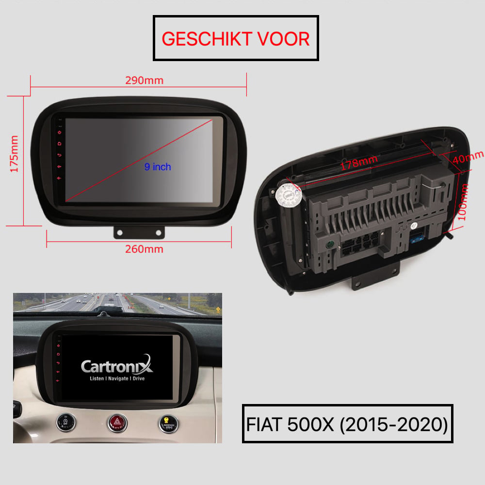 Fiat 500X CarPlay | DSP | 2015 do 2021 | Android Auto