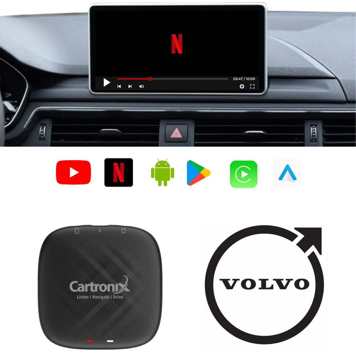 CarPlay YouTube box CTX-777 | Wireless per Volvo | Android 15