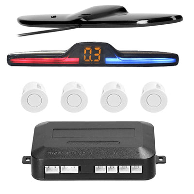 Kit de sensores de aparcamiento | 4 sensores | Sonido y pantalla | Blanco