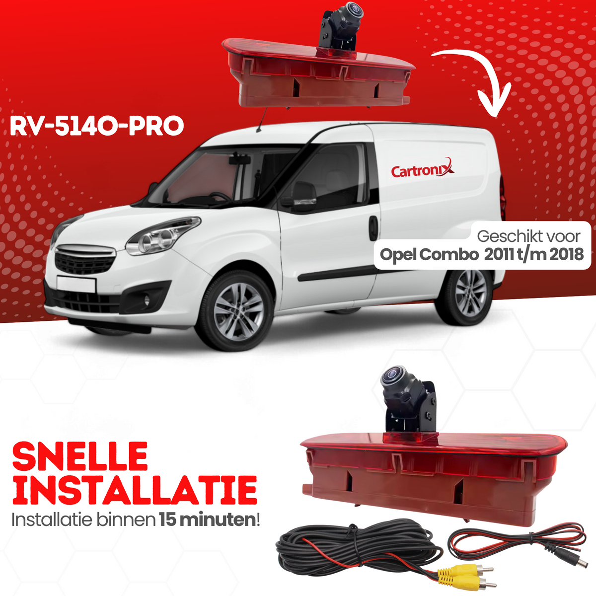 Opel Combo Third Brake Light Reversing Camera | 2011 to 2018 | Night Vision | HD Image