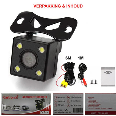 Cartronix RV-300 Achteruitrijcamera | Universeel | 4 LED | Nachtzicht | Waterproof | Auto